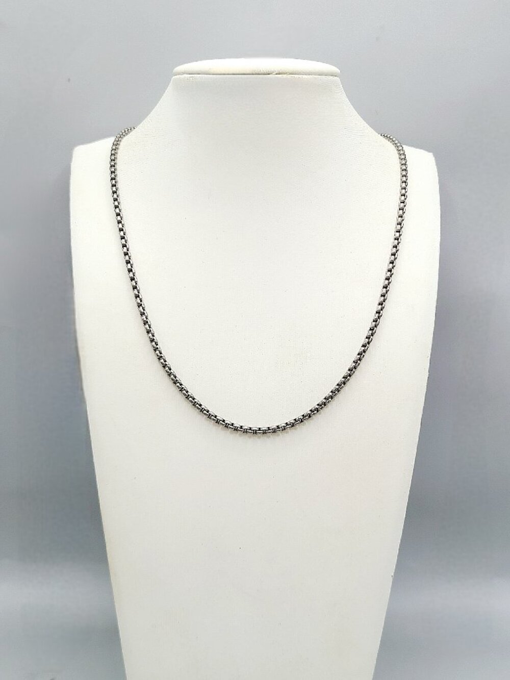 David Yurman Small Box Chain Necklace in Sterling Silver & Titanium, 2.7mm - 22"